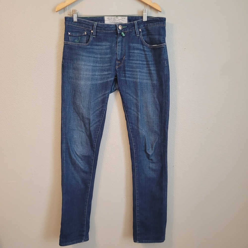 Jacob Cohen Tailored Denim Jeans Mens 33 Handmade Italy Dark Wash Designer